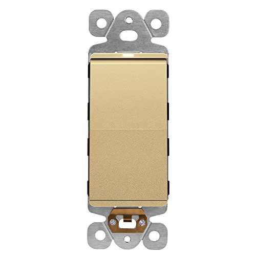 LIDER Gold Single Pole Light Switch 15A Frameless Decorator Style