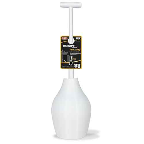 Korky BeehiveMAX Hideaway - Heavy Duty Toilet Plunger with Holder - Drip Free Carry - Seals All Bowl Shapes ? Powerful Clog Removal, 97-5