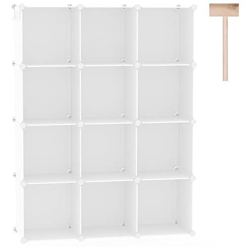 C&AHOME Milky 12-Cube Storage Organizer Shelf Units for Closet & Home