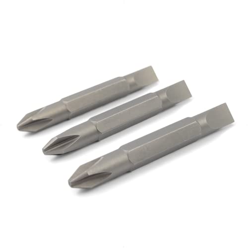 1/4 Hex Screwdriver Bit Set for Drill - Double Ended Driver for Phillips and Slotted Screw (3-Pack) (2 Inches (Short))