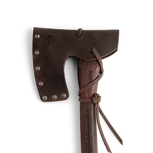 Riveted Axe Head Sheath with String, Protector Case, Blade Safety Sleeve, Lumberjack, Camping Accessories, Full Grain Leather, Handmade, Bourbon Brown