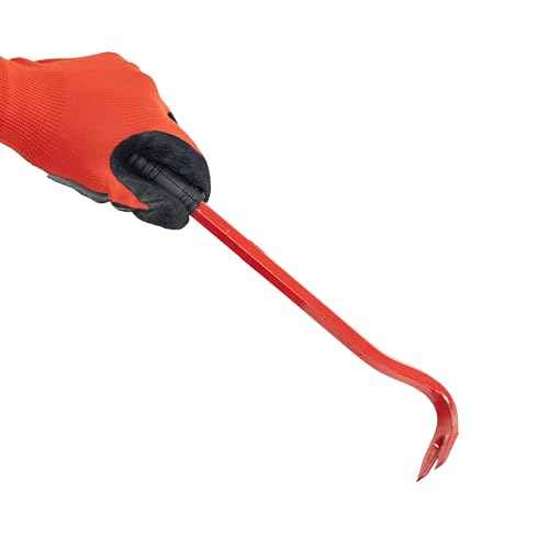 Small Angled Pry Bar Short Crow Bar Wrecking Bar Red with Handle Nail Puller Remover Heavy Duty (1)