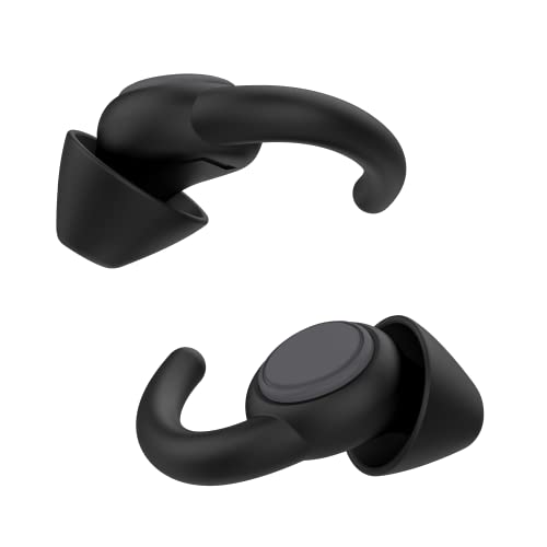 Afflatus Ear Plugs for Sleeping Noise Cancelling, 2 Pairs (S+L) Comfortable Reusable Noise Reduction Ear Plugs, Earplugs for Sleep, Snoring (Pure Black)