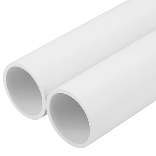 2Pcs 2 Inch PVC Pipe 17" Long White Sch40 Industrial Pipes for Home