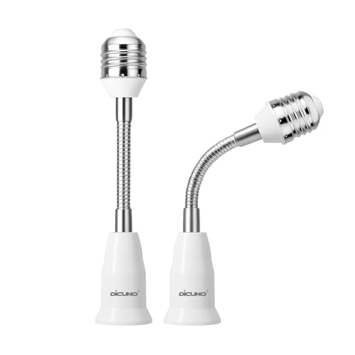 DiCUNO 2-Pack E26 Light Socket Extender 6.1-Inch Flexible Recessed Light Adapter