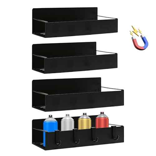 4 Pcs Magnetic Aerosol Spray Can Holder, Steel Magnet Spray Toolbox Bottle Holder Rack Mechanic Paint Can Organizer Tool Box Storage Rack for Garage Home Workspace