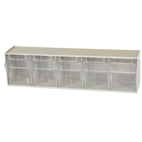 Akro-Mils TiltView 5-Drawer Plastic Cabinet with Tilt-Out Bins, Stone