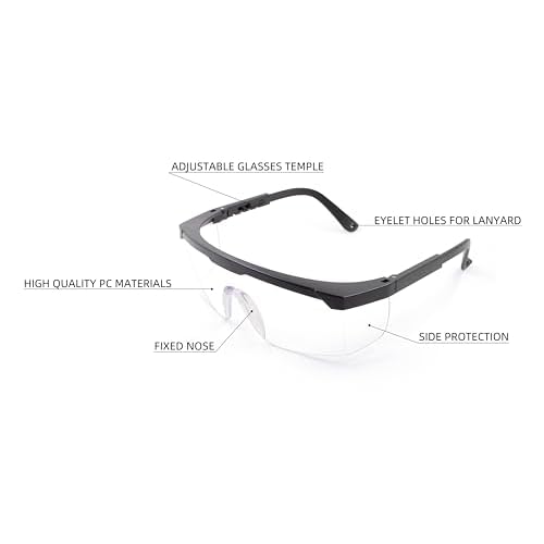 Safety Glasses For Men and Women, Anti Fog Work Glasses for Adjustable Frames and Side Protection
