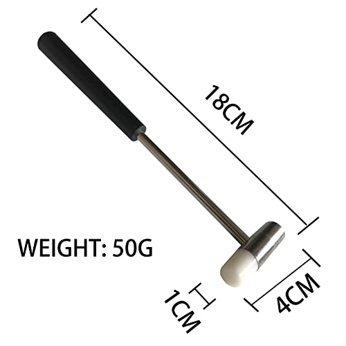 Dual Head Small Hammer, 7 Inches, Plastic Head and Metal Head, Black Plastic Grip, Double face Jewelry Mallet, Mini Hammer for Watch, Tuning, Woodworking, Toys, DIY, Leather, Instruments