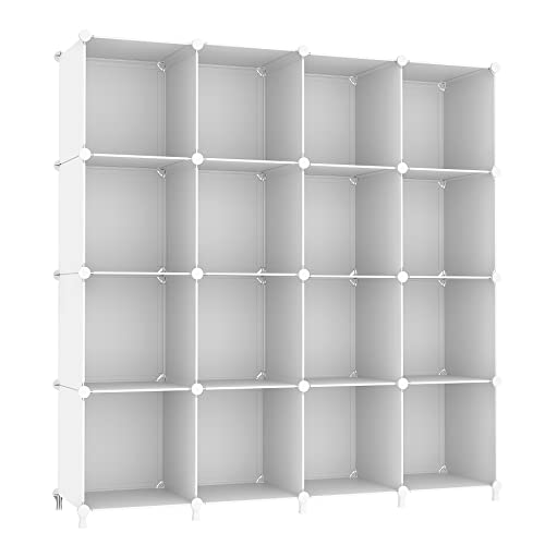 AWTATOS 16-Cube White Storage Organizer Shelf Closet System - DIY Modular Shelving