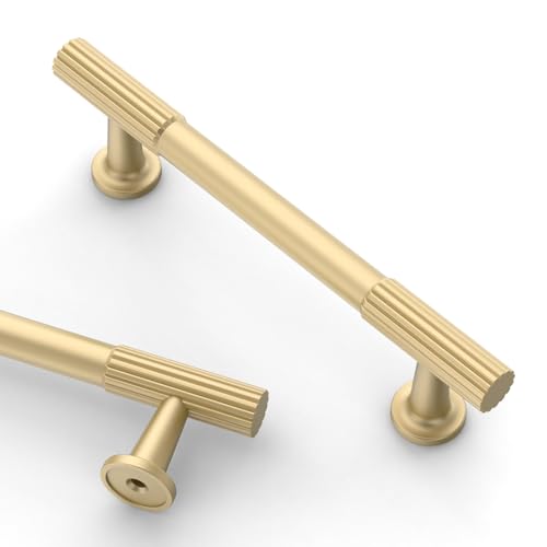 Asidrama 10 Pack 3 Inch Brushed Gold Kitchen Cabinet Handles - Model Included