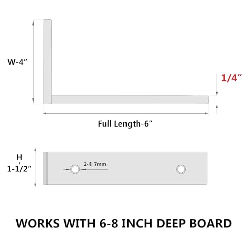 NEODROP 4-Pack Heavy Duty 6 Inch Wall Shelf Brackets - Black Steel Floating Support