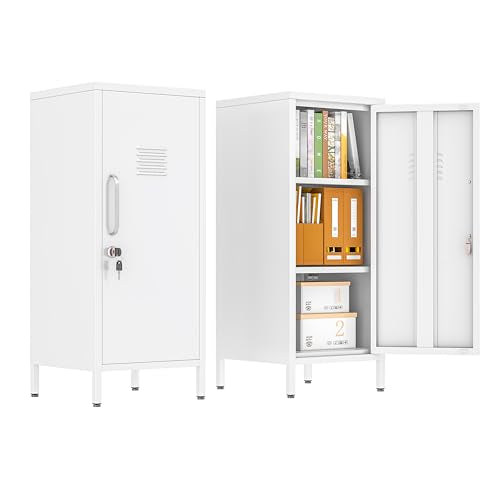 pozdeg 35.43in White Lockable Metal Storage Locker with Adjustable Shelf