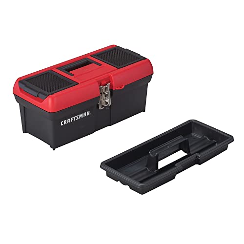 Craftsman 16-Inch Lockable Tool Box with Removable Tray, Red/Black