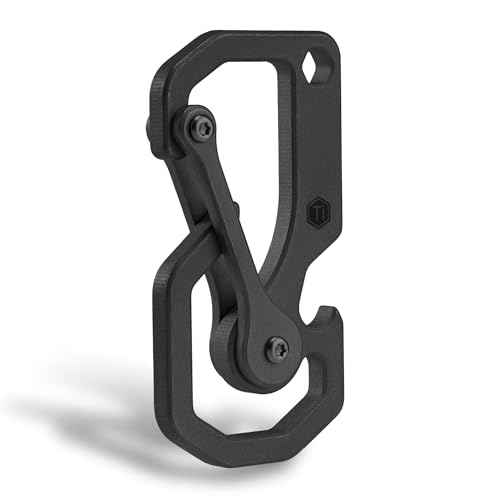 KeyUnity Titanium Carabiner Keychain Tool, 3 Functions in 1 Multitool for Everyday Carry (KU06BK)
