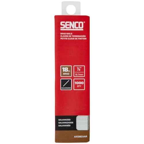 SENCO AX08EAAR 1/2" 18 Gauge Brad Nails, Galvanized Finish 1,000 Count Pack