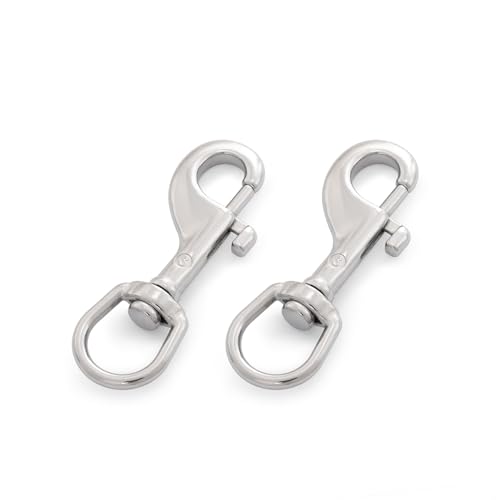 SHONAN 2.75 Inch Marine Grade Stainless Steel Swivel Snap Hook 2 Pack - Versatile Flag, Dog Leash & Diving Clip