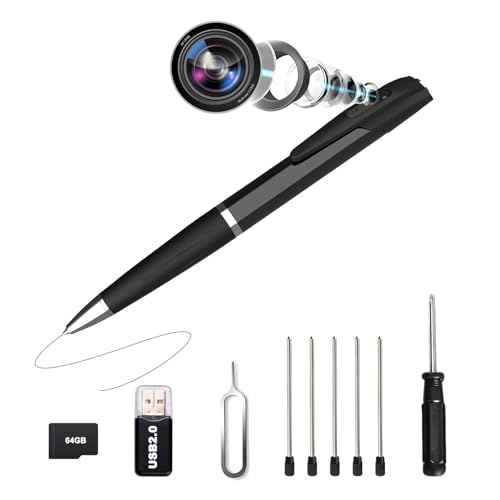 Hidden Camera, Spy Pen Camera with 64GB TF Card, 1080P HD Portable Body Cam with Video or Picture Taking, Loop Storage, Small Camera Pen for Business, Offices, Outdoor