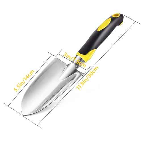 Garden Shovel, Trowel Garden Tool, Stainless Steel Heavy Duty Trowel, Soft Rubberized Non-Slip Ergonomic Handle, Hand Shovels for Digging, Planting, Transplanting, Weeding- Gardening Gift