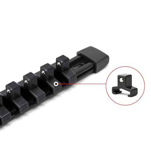 ALOANES 20 Pcs 3/8 inch Drive Clips for ABS Socket Rails Organizer- Aloanes ABS Plastic Rail Organizer Replacement Clips (Black)