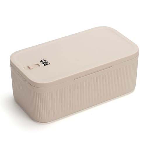 GLOQESEN Beige Locking Medicine Box with Code, Small Secure Storage for Medications & Valuables