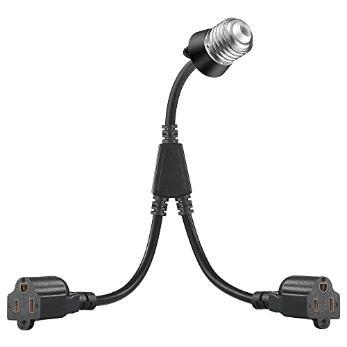 4-Inch Black E26/E27 Light Socket to Plug Adapter with Extension Cord - 1 Pack