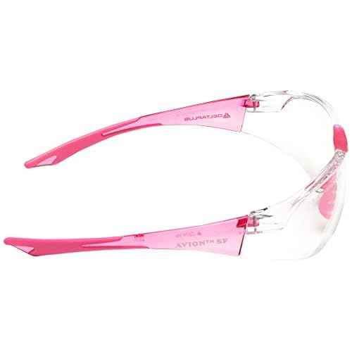 Elvex Delta Plus SG-18C-SLIM-PINK Avion SF Safety Glasses, Clear Lens with Pink Temple Tips, Slim Fit, Flexible, Abrasion Resistant, Anti Fog