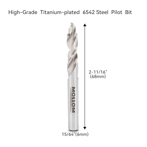 MOLLOM Stepped Pilot Drill Bits 5Pcs for Carbide Hole Saw, Center Drill bit for Metal, Steel, Iron, Wood, Plastic