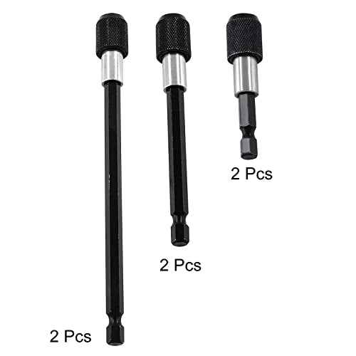 Litoexpe 6 Pcs Drill Bit Extension, Quick Release Bit Holder Magnetic Drill Extension Bit Holder with 1/4¡± Hex Shank for All 1/4-Inch Drive Bits (2 Inch, 4 Inch, 6 Inch - Black