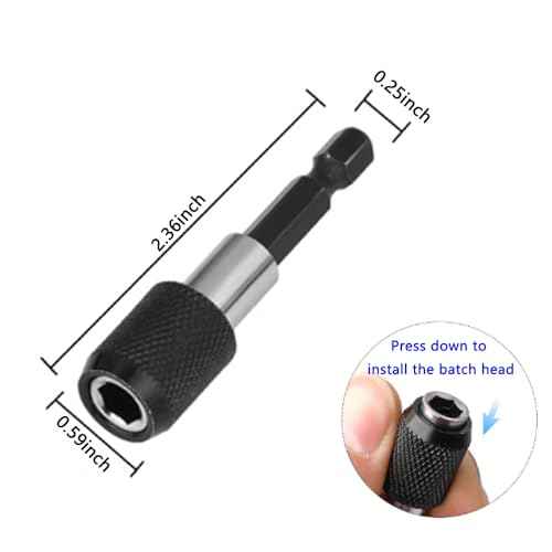 Premium Magnetic Drywall Screw Setter Set 5PCS - PH2 Bits for Plasterboard Sheetrock Screw 1/4" Hex Shank Positioning Bit Batch Head with 2-3/8" Extension Socket Drill Bit Holder