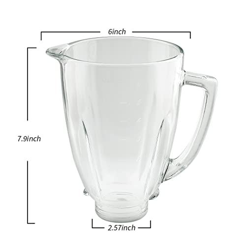Oster Blender Replacement Glass Jar 6-Cup with Blade, Includes Lid and Gasket