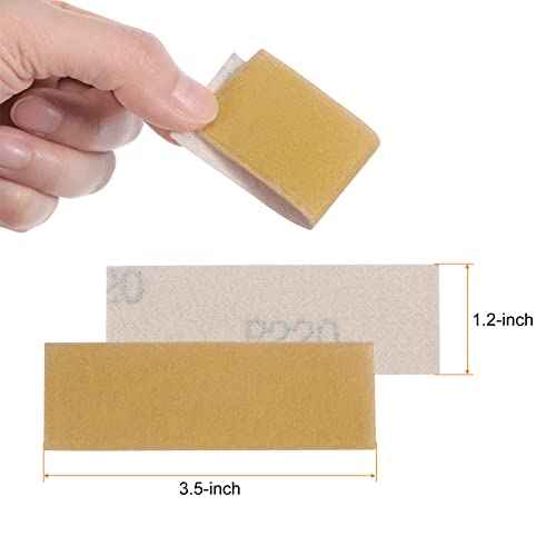 HARFINGTON 50pcs Micro Sander Paper 220 Grit 3.5x1.2 Inch Mini Sanding Sheets Strips Hook Loop Sandpapers for Wood Metal Small Projects Tight Spaces Polish Work