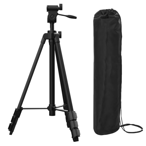 55" Aluminum Laser Level Tripod with Bubble Level - Matte Black, 1/4" QR Plate, Lightweight 1.2 lb