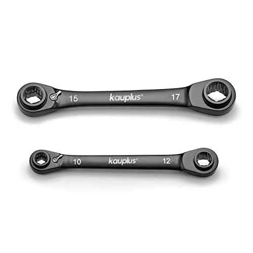 4 in 1 Non-Slip Box End Reversible Ratcheting Wrench Set - 2PCS, Metric, 6pt., 120-Tooth Ratcheting gear, 8MM to 19MM
