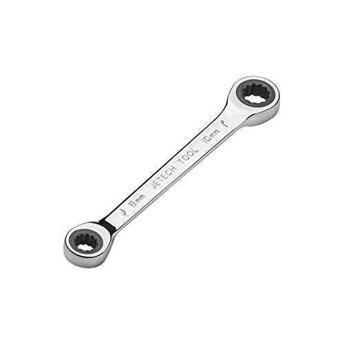 Jetech Double Box End Ratcheting Wrench 8mm x 10mm - Metric 72 Tooth Ratchet Gear Spanner Tools CR-V Heavy Duty Gear Spanner for Repairs