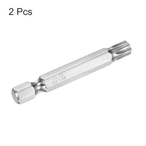 HARFINGTON 2pcs T35 Security Torx Bit 1/4" Hex Shank 2" Long S2 Steel Magnetic Tamper Resistant Star Bits Screwdriver Torx Head with Hole for Driver Drill Bits Remove Fastening Screws