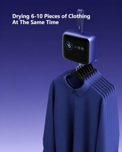 Nesugar Portable Clothes Dryer Travel Dryer 600W Sapphire Blue Worldwide Voltage