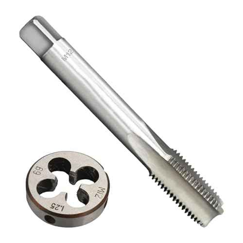 M12 x 1.25 Metric Thread Tap and Die Set, M12 x 1.25mm High-Speed Steel Machine Tap and Die Set, Right Hand Thread Tap and Round Thread Die