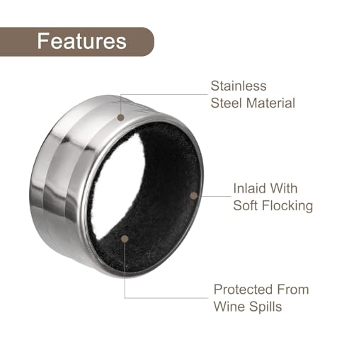 uxcell 4pcs Wine Bottle Collars with Velvet Flocking – Drip Catcher Rings