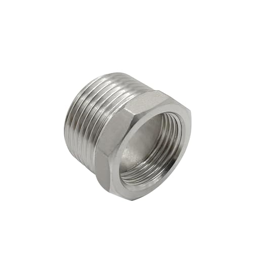 Beduan 304 Stainless Steel NPT Reducer Hex Bushing - 1 Male to 3/4 Female, 1" OD