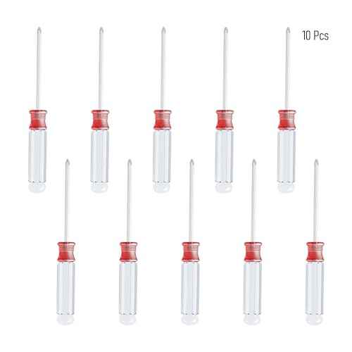10PCS Mini Phillips Screwdriver, 3mm Cross Head with Clear Non-slip Handle for Small Appliances, 5"(127mm) Total Length, Magnetic