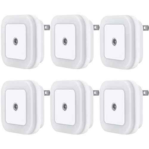 Uigos LED Night Light Lamp with Smart Sensor Dusk to Dawn Sensor, Daylight White, 0.5W Plug-in, 6-Pack