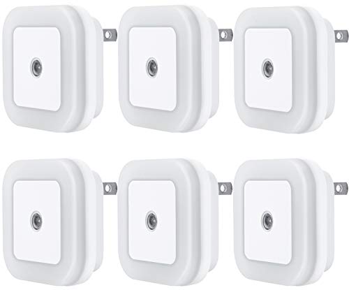 Uigos LED Night Light with Smart Sensor - Dusk to Dawn, 6-Pack, White, 0.5W Plug-in
