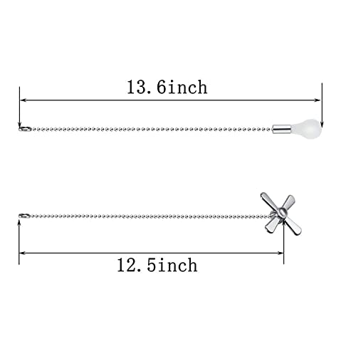 Sunswan Nickel Beaded Fan Pull Chain Set - 2pcs 13.6 Inches with Connector, Ceiling Fan & Light Switch Extension
