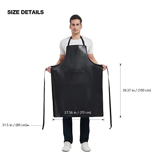 Waterproof Apron, Heavy Duty Work Apron, Artificial Leather Apron Ideal for Chef,Butcher,Barber,Cleaning