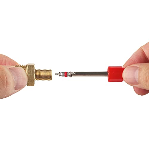 A.I.FORCE 4Pcs 1/4" NPT Tank Valve, Air Compressor Fill Valve With Anti-Corrosion Brass Schrader and Caps, Extra Replacement Stems Cores and Tool