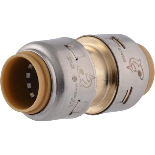 SharkBite Max 1/2 Inch Push-to-Connect Brass Pipe Coupling for PEX, Copper, CPVC, HDPE