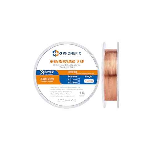 0.02mm 120M Phone Motherboard Soldering Jump Wire Pure Copper Non-Insulated Conductor Wire for Mobile Phone iPhone Logic Board Soldering Repair