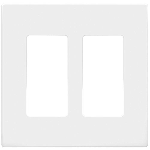 ENERLITES Standard 2-Gang White Screwless Decorator Wall Plate Cover - Durable, Easy to Install