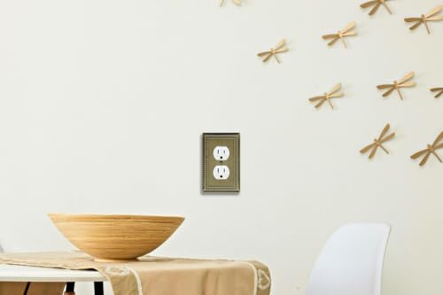 OKAWYC Single Duplex Light Switch Cover Beaded Antique Brass Wall Plate 4-Pack